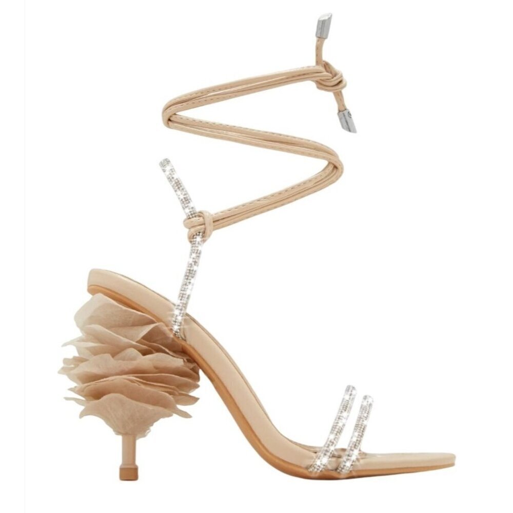 MC / Mel-48 / Beige / Nude /  Strappy / Heeled Sandals With Rhinestone Detail